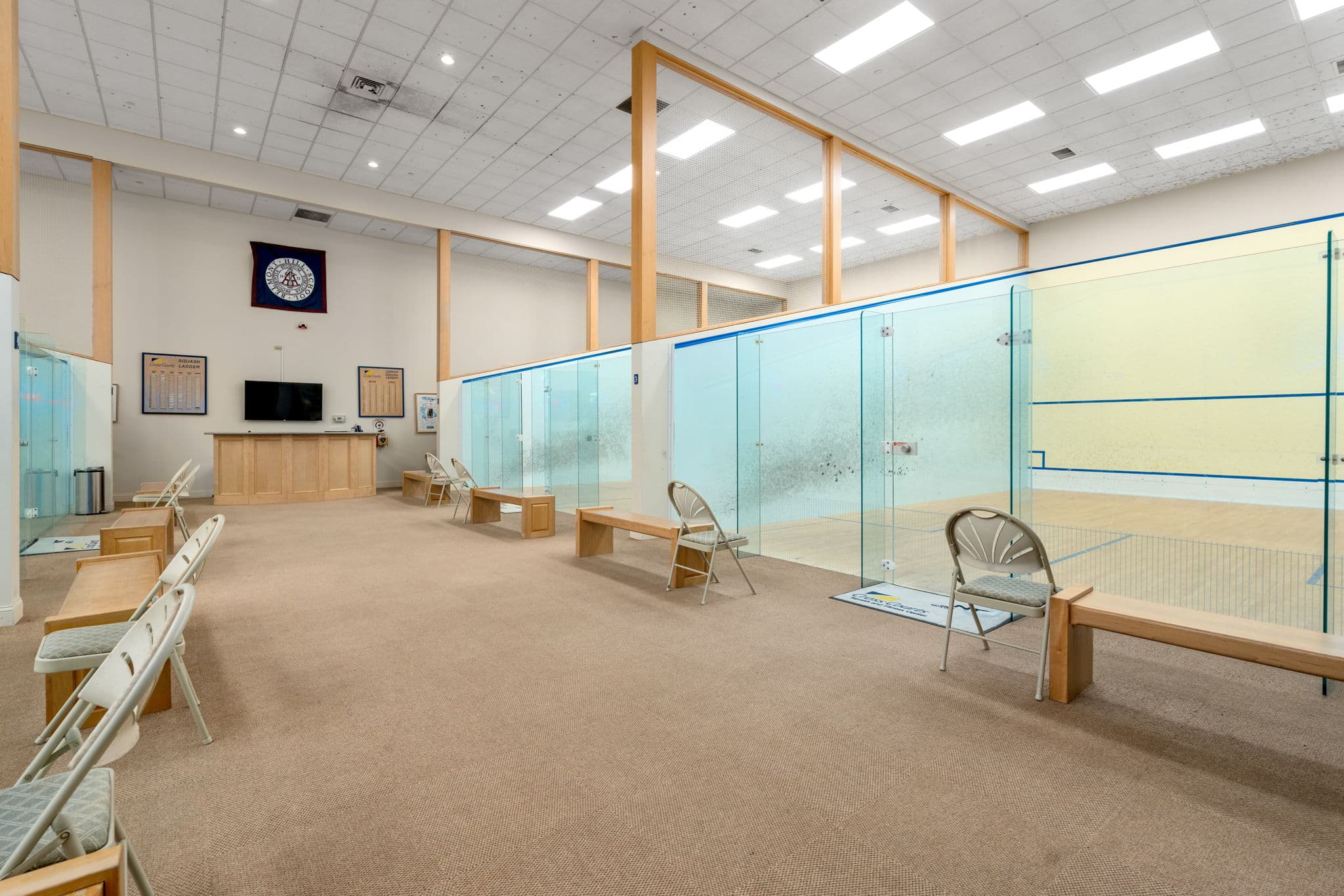 A squash court at Cross Courts in Natick